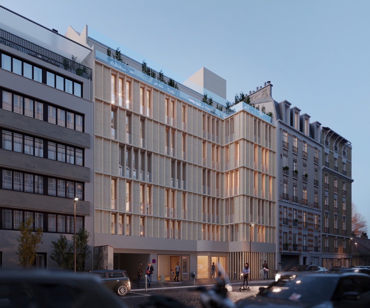 Westown 54 - projet de réhabilitation tertiaire - Boulogne-Billancourt - Z Architecture - perspective façade rue