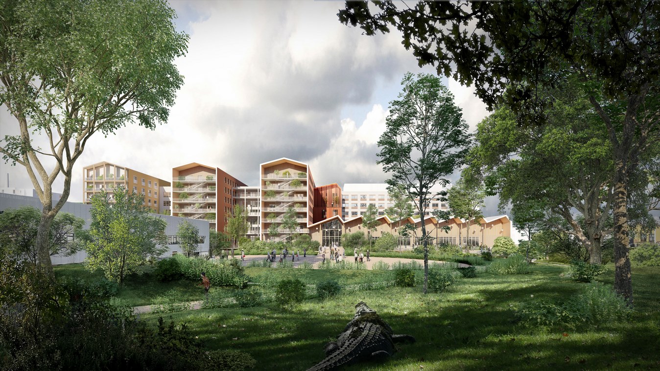 Pôle d'Innovation Collaboratif - Parc Cataroux - Clermont-Ferrand - Z Architecture - perspective vue parc