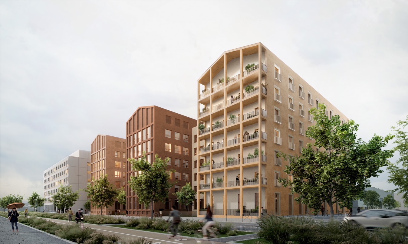 Pôle d'Innovation Collaboratif - Parc Cataroux - Clermont-Ferrand - Z Architecture - perspective sur les logements