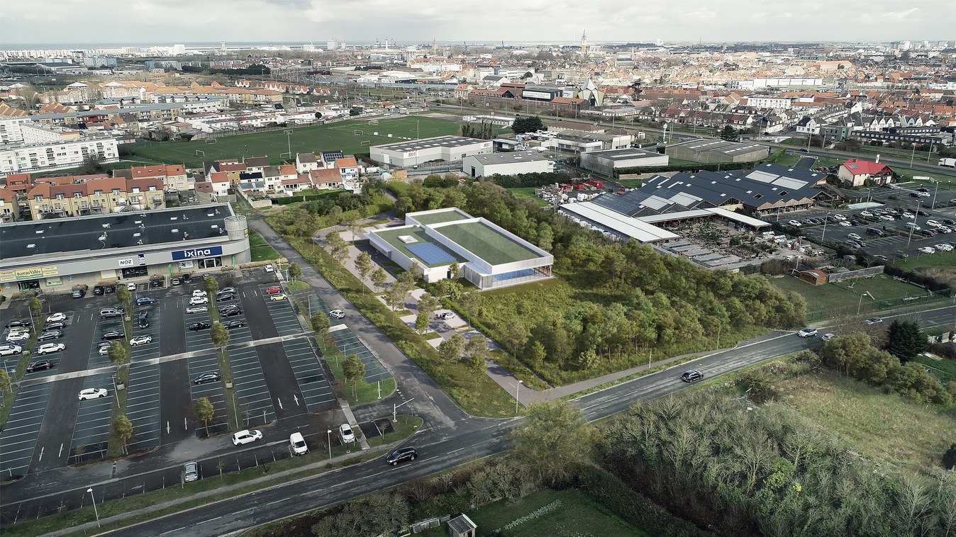 Nouvelle piscine intercommunale - Calais (62) - Z Architecture - vue aérienne
