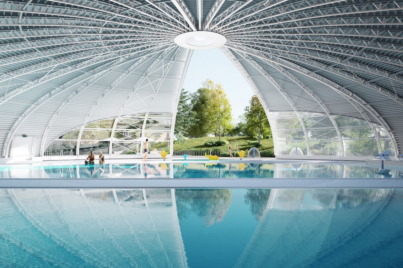 Réhabilitation et extension de la piscine tournesol - Achicourt (62) - Z Architecture - perspective halle bassin