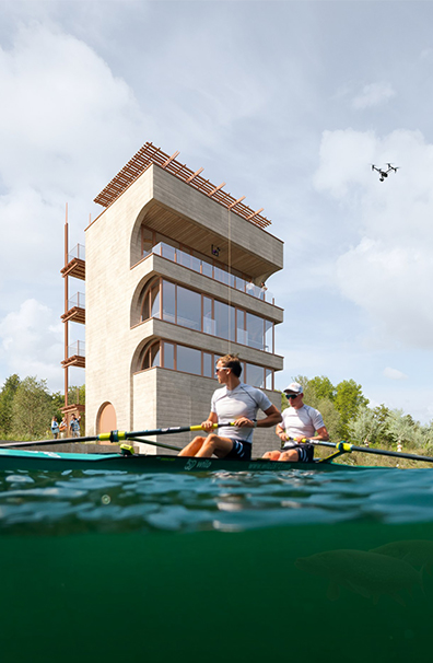 Tour arrivée du stade nautique international Didier Simond - Mantes-la-Jolie (78) - Z Architecture