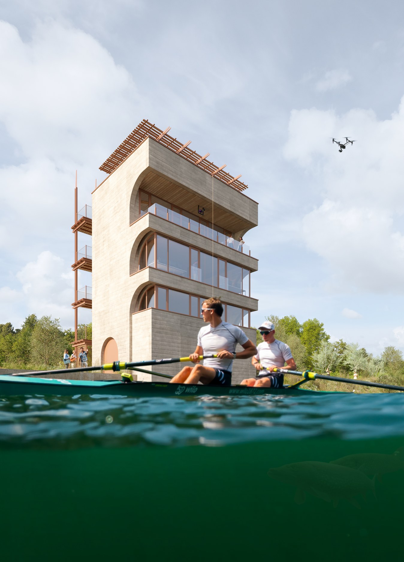 Tour arrivée du stade nautique international Didier Simond - Mantes-la-Jolie (78) - Z Architecture